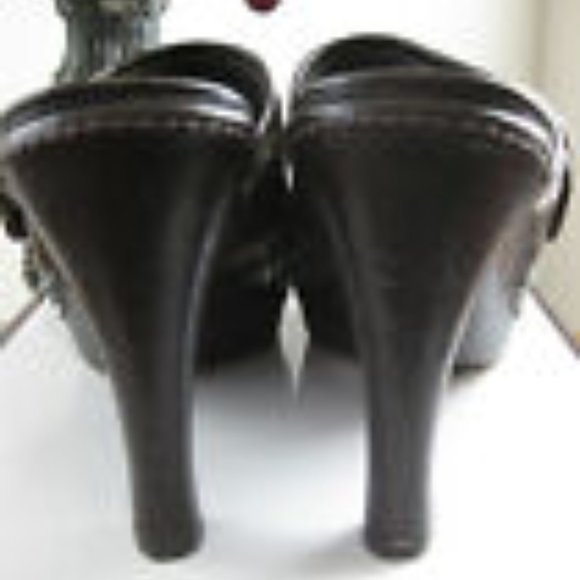 COACH PRE-OWNED CLAUDE BOUCLE TWEED LEATHER MULE SLIDE HIGH HEEL GREEN 7 - Picture 8 of 10